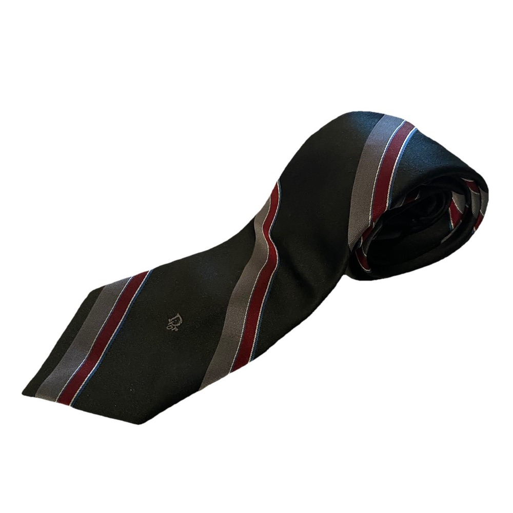 Christian Dior Vintage Black, Red & Gray Men's Tie‎ 58", 3". EUC